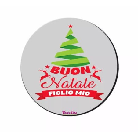 mouse pad tappetino pc rotondo scritta buon natale figlio mio regalo mamma figli