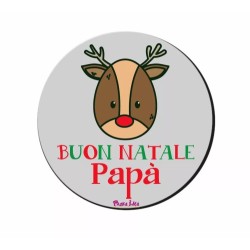 mouse pad tappetino pc rotondo scritta buon natale papa ' regalo feste figli