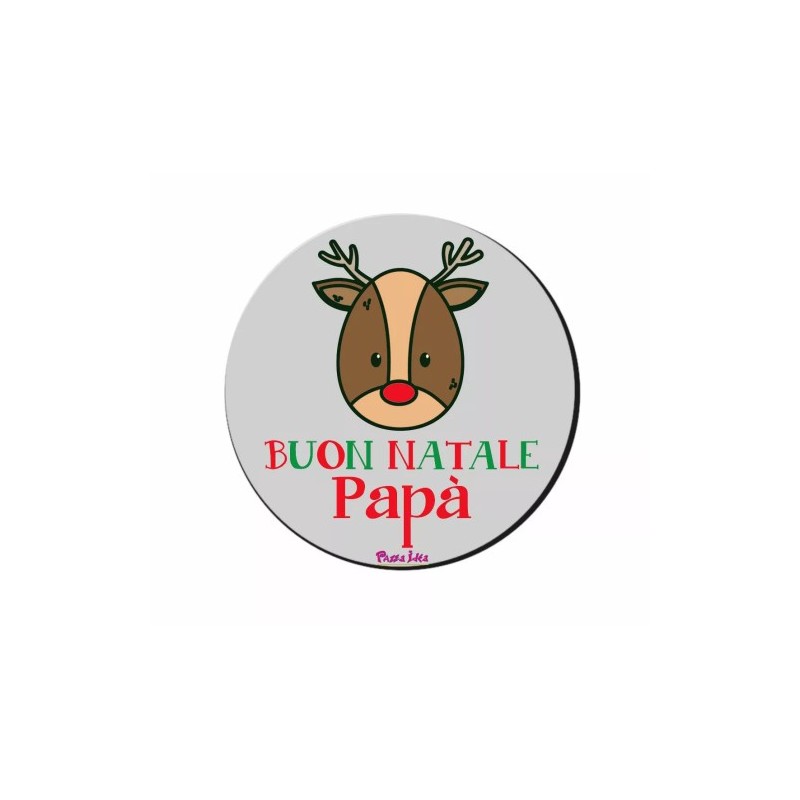mouse pad tappetino pc rotondo scritta buon natale papa ' regalo feste figli