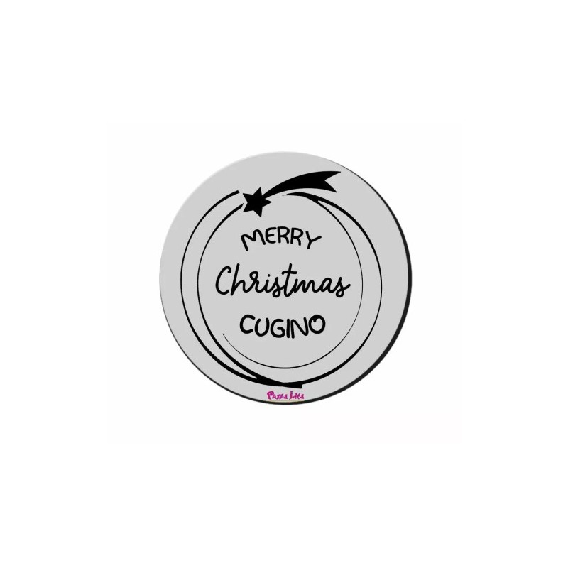 mouse pad tappetino pc rotondo scritta merry christmas cugino natale regalo