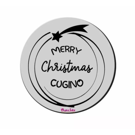 mouse pad tappetino pc rotondo scritta merry christmas cugino natale regalo