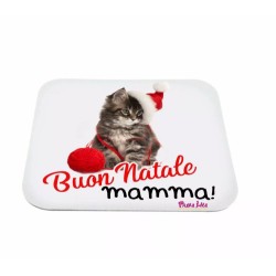 mouse pad tappetino pc scritta buon natale mamma regalo per la mamma gattino
