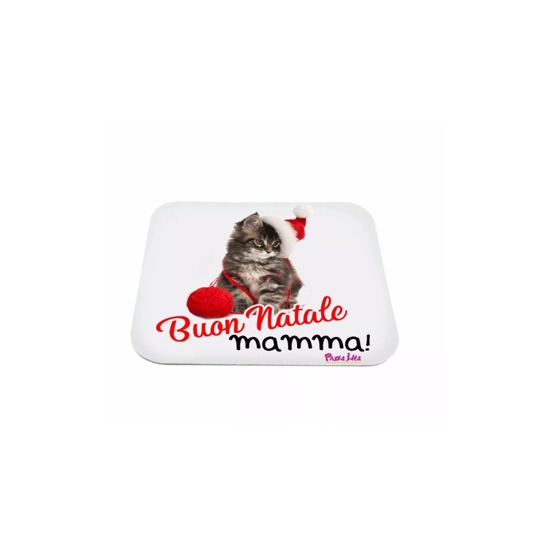 mouse pad tappetino pc scritta buon natale mamma regalo per la mamma gattino