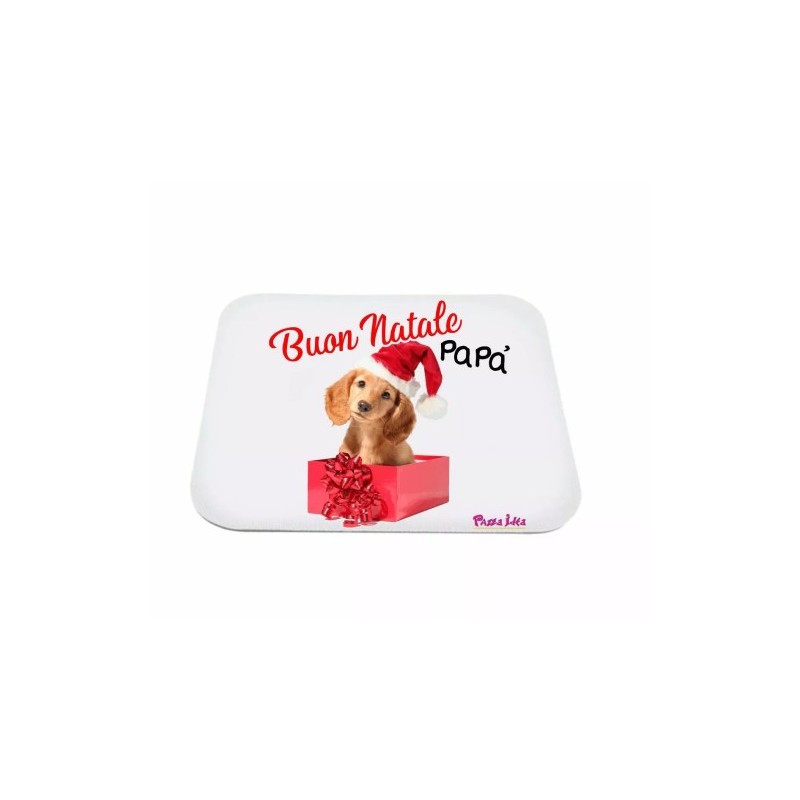 mouse pad tappetino pc scritta buon natale papa' regalo papa' disegno cane