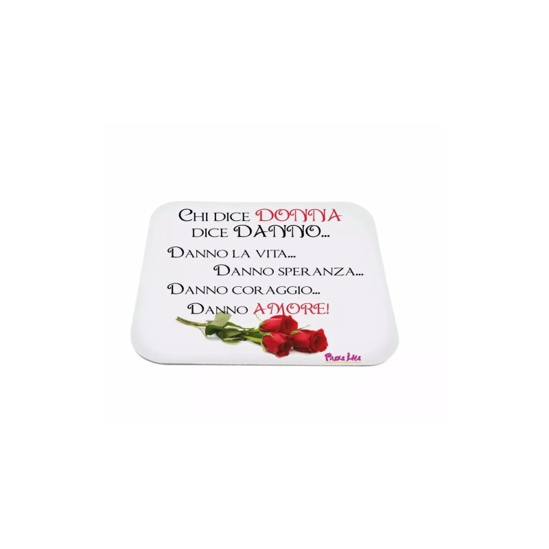 mouse pad tappetino pc scritta donna amore rose idea regalo festa della donna