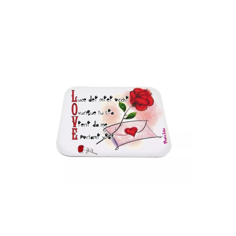 mouse pad tappetino pc scritta love san valentino idea regalo rosa cuore