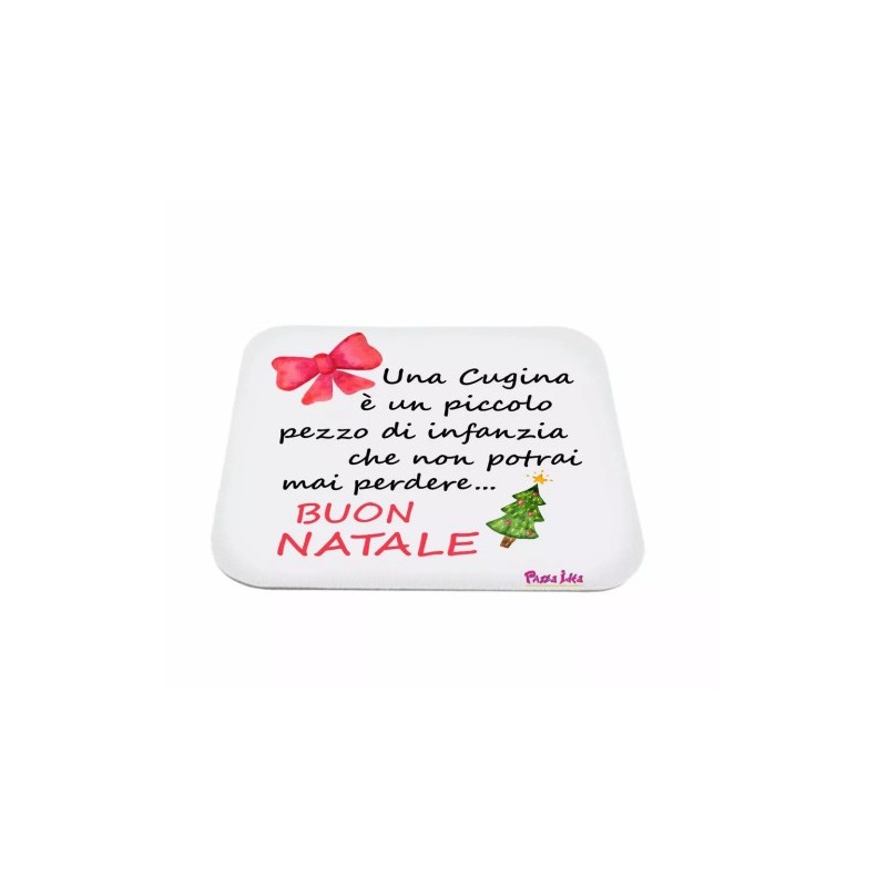 mouse pad tappetino rettangolare pc scritta cugina buon natale idea regalo