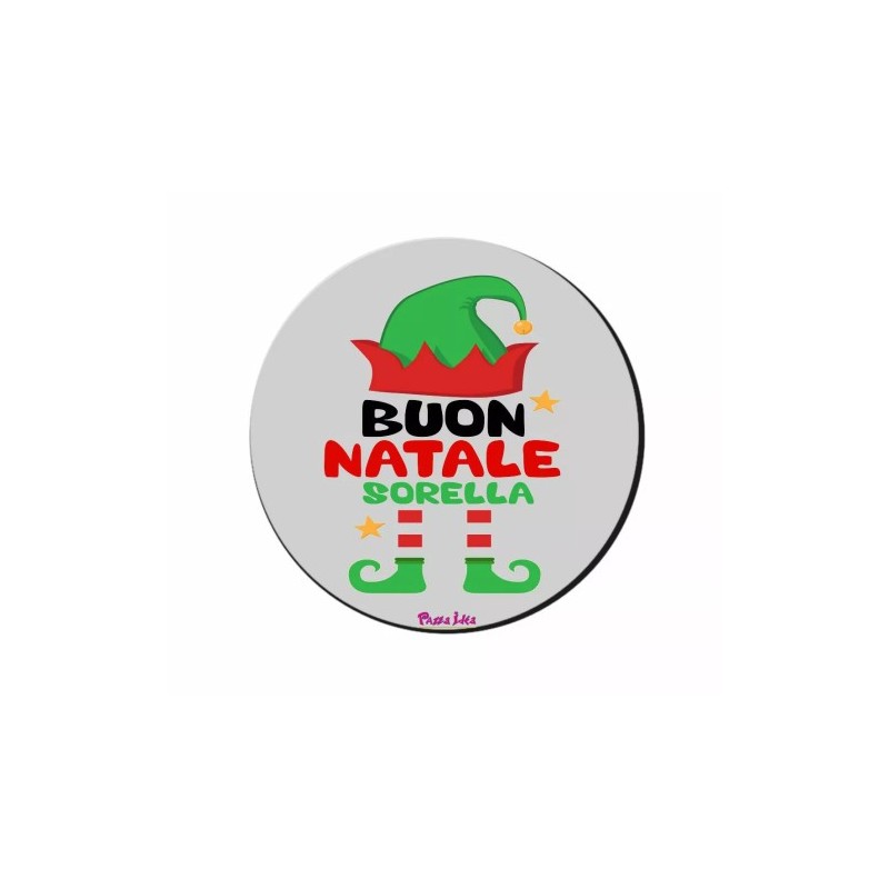 mouse pad tappetino rotondo pc scritta buon natale sorella idea regalo