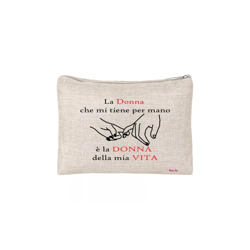 pochette bustina porta oggetti la donna che mi tiene per mano regalo festa donna