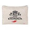 pochette bustina porta oggetti scritta keep calm arriva la donna regalo festa