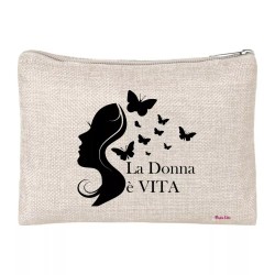 pochette bustina porta oggetti scritta la donna e vita regalo festa