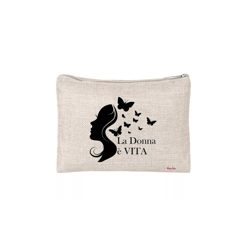 pochette bustina porta oggetti scritta la donna e vita regalo festa