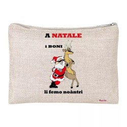 pochette donna porta oggetti scritta a natale i boni li femo noantri babbo renna
