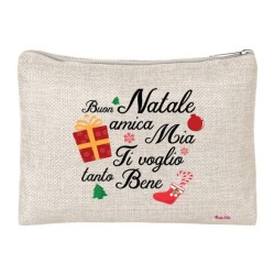 pochette donna porta oggetti scritta buon natale amica mia idea regalo