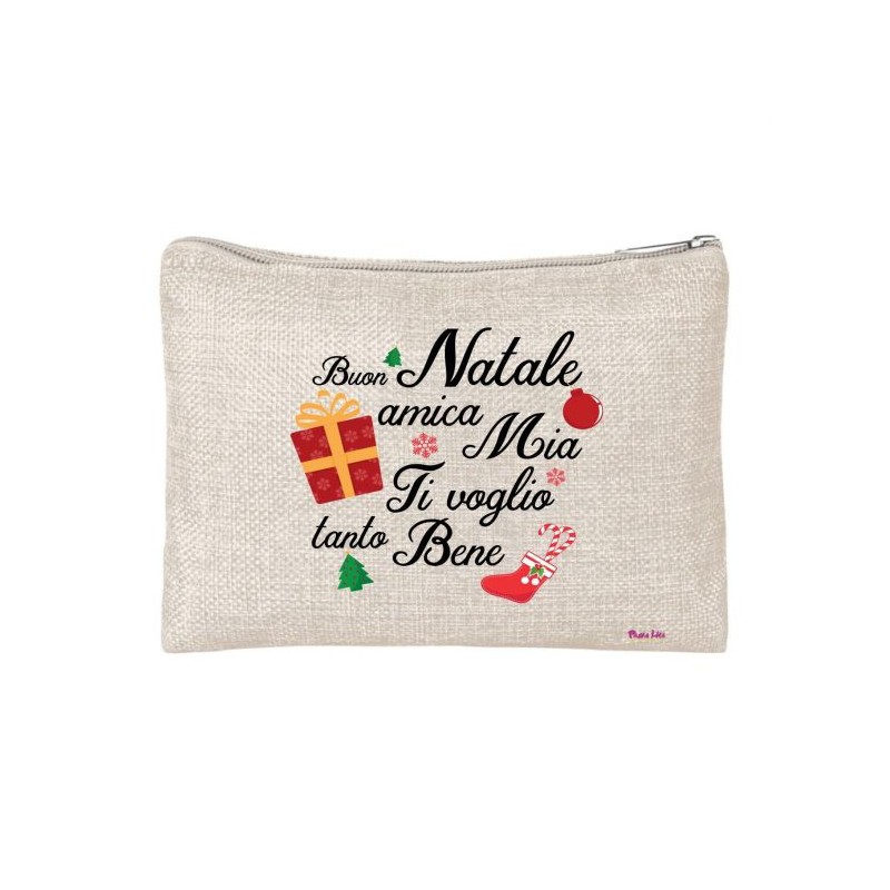 pochette donna porta oggetti scritta buon natale amica mia idea regalo