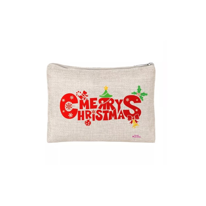 pochette donna porta oggetti scritta merry christmas idea regalo natale
