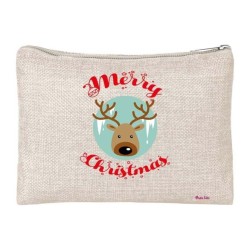 pochette donna porta oggetti scritta merry christmas renna regalo buon natale
