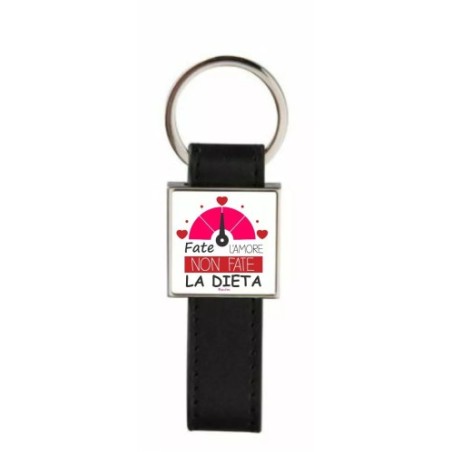portachiave pelle metallo scritta fate l'amore non fate la dieta san valentino