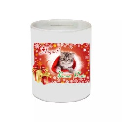 salvadanaio 8 x 10 cm ceramica disegno gatto buone feste idea regalo uomo donna