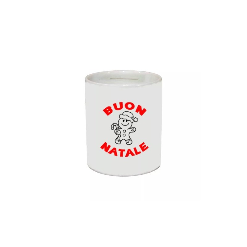 salvadanaio 8 x 10 cm ceramica scritta buon natale regalo uomo donna
