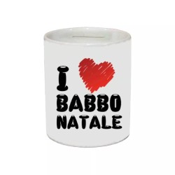 salvadanaio 8 x 10 cm ceramica scritta i love babbo natale idea regalo