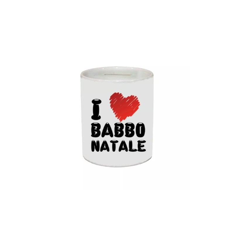 salvadanaio 8 x 10 cm ceramica scritta i love babbo natale idea regalo