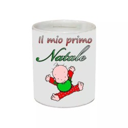 salvadanaio 8 x 10 cm ceramica scritta il mio primo natale idea regalo