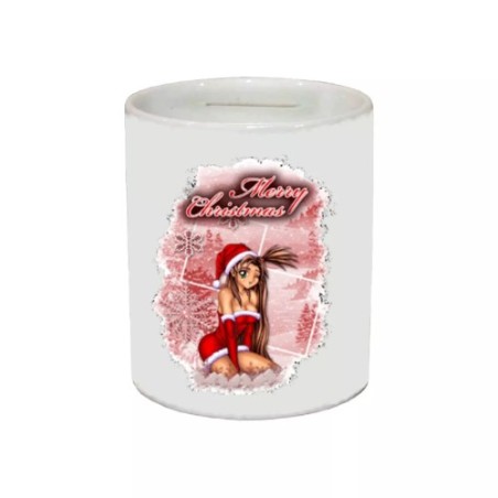 salvadanaio 8 x 10 cm ceramica scritta merry christmas regalo uomo donna