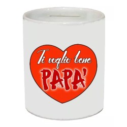 salvadanaio con scritta TI VOGLIO BENE PAPA' festa papa' compleanno auguri