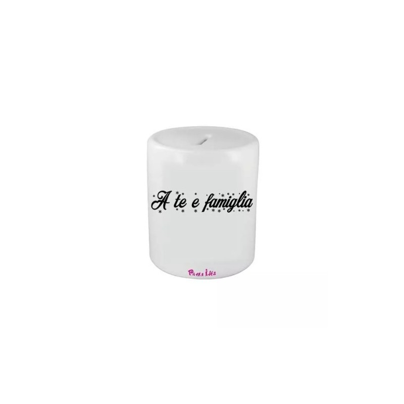 salvadanaio in ceramica scritta a te e famiglia idea regalo natale