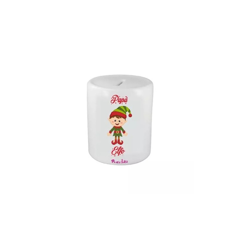 salvadanaio in ceramica scritta papa' elfo idea regalo natale