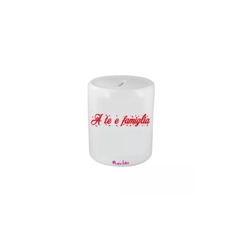 salvadanaio in ceramica scritta rossa a te e famiglia idea regalo natale