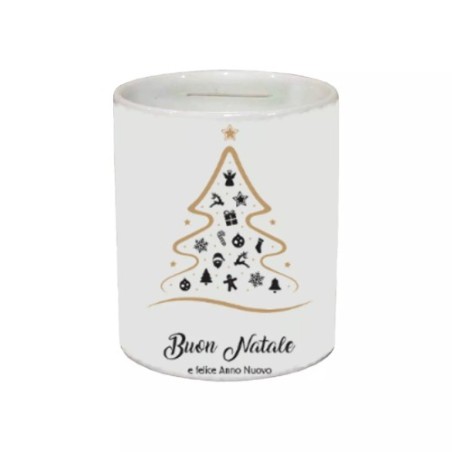 salvadanio 8x10 ceramica scritta buon natale felice anno nuovo regalo uomo donna