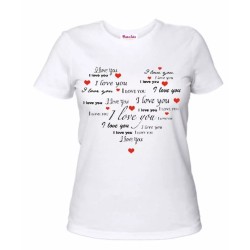 t-shirt bianca donna scritta i love you cuore idea regalo san valentino ti amo