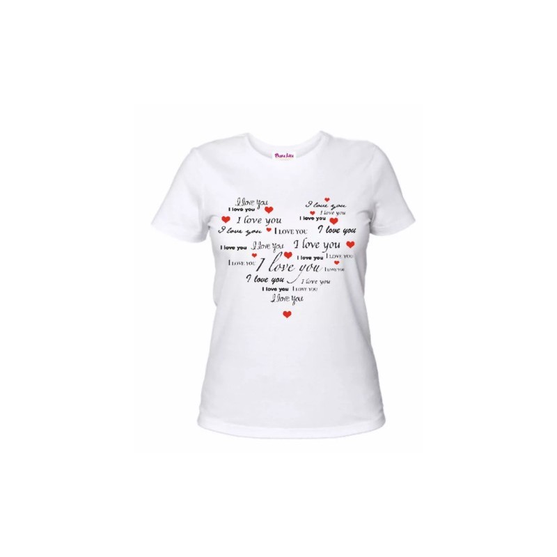 t-shirt bianca donna scritta i love you cuore idea regalo san valentino ti amo