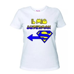 t-shirt bianca donna scritta il mio superman idea regalo san valentino