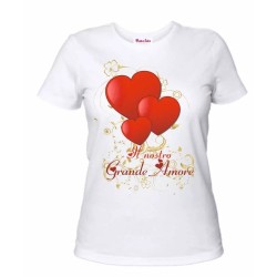 t-shirt bianca donna scritta il nostro grande amore idea regalo san valentino