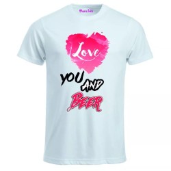 t-shirt bianca uomo scritta love you and beer idea regalo san valentino