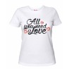 t-shirt cotone bianca donna scritta all you need love idea regalo san valentino