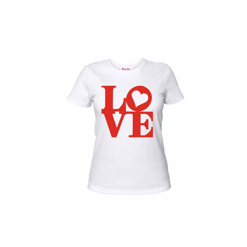 t-shirt cotone bianca donna scritta love idea regalo san valentino amore