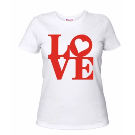 t-shirt cotone bianca donna scritta love idea regalo san valentino amore