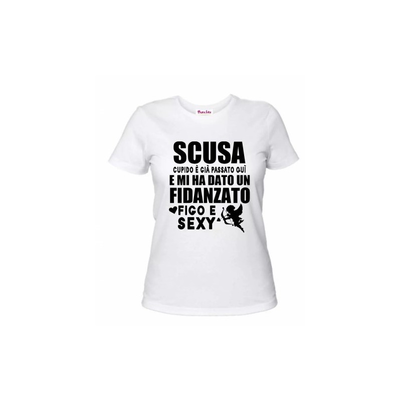 t-shirt donna bianca scritta ho un fidanzato figo e sexy regalo san valentino