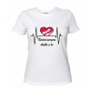 t-shirt donna disegno cuore rosso abbraccio mani battito scritta tienimi stretto