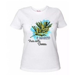 t-shirt donna manica corta scritta 8 marzo festa della donna idea regalo mimosa