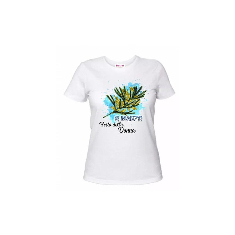 t-shirt donna manica corta scritta 8 marzo festa della donna idea regalo mimosa