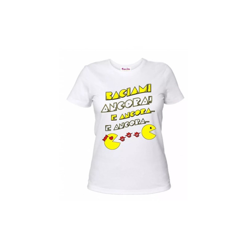 t-shirt donna manica corta scritta baciami ancora idea regalo san valentino