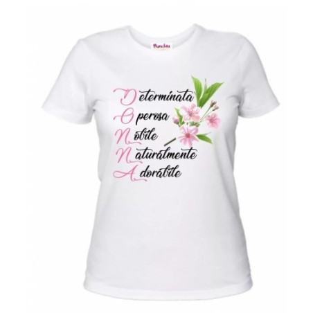 t-shirt donna manica corta scritta donna determinata regalo festa della donna