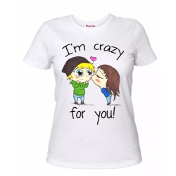 t-shirt donna manica corta scritta i'm crazy for you idea regalo san valentino