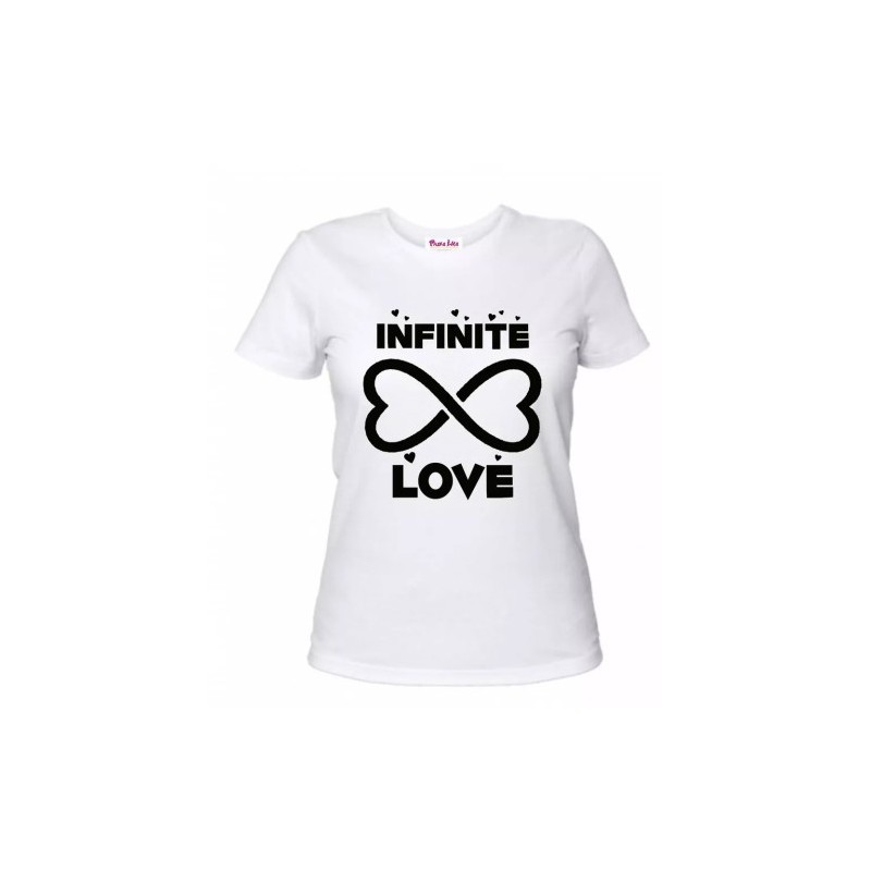 t-shirt donna manica corta scritta infinite love regalo san valentino infinito