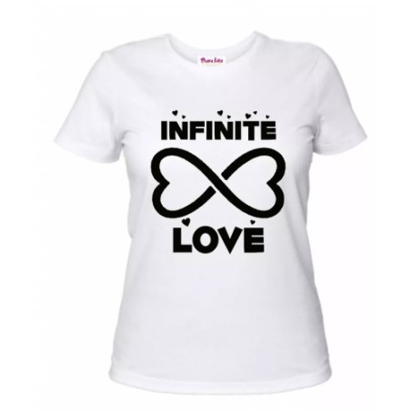 t-shirt donna manica corta scritta infinite love regalo san valentino infinito